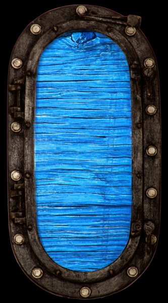 Electric Ocean VIII(A).jpg -  "Ocean Electric XV"   11 x 21 x 4"   Mixed Media on Brass Porthole, Mixed Media On Wood Painting Attached  2008 